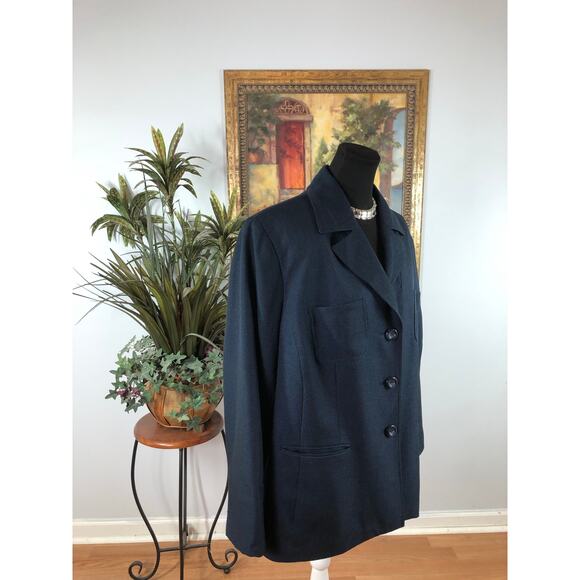 Evan-Picone Woman Plus 22W Jacket 4 Pockets Lapel Notch Collar Blue Long Sleeve - Picture 2 of 11